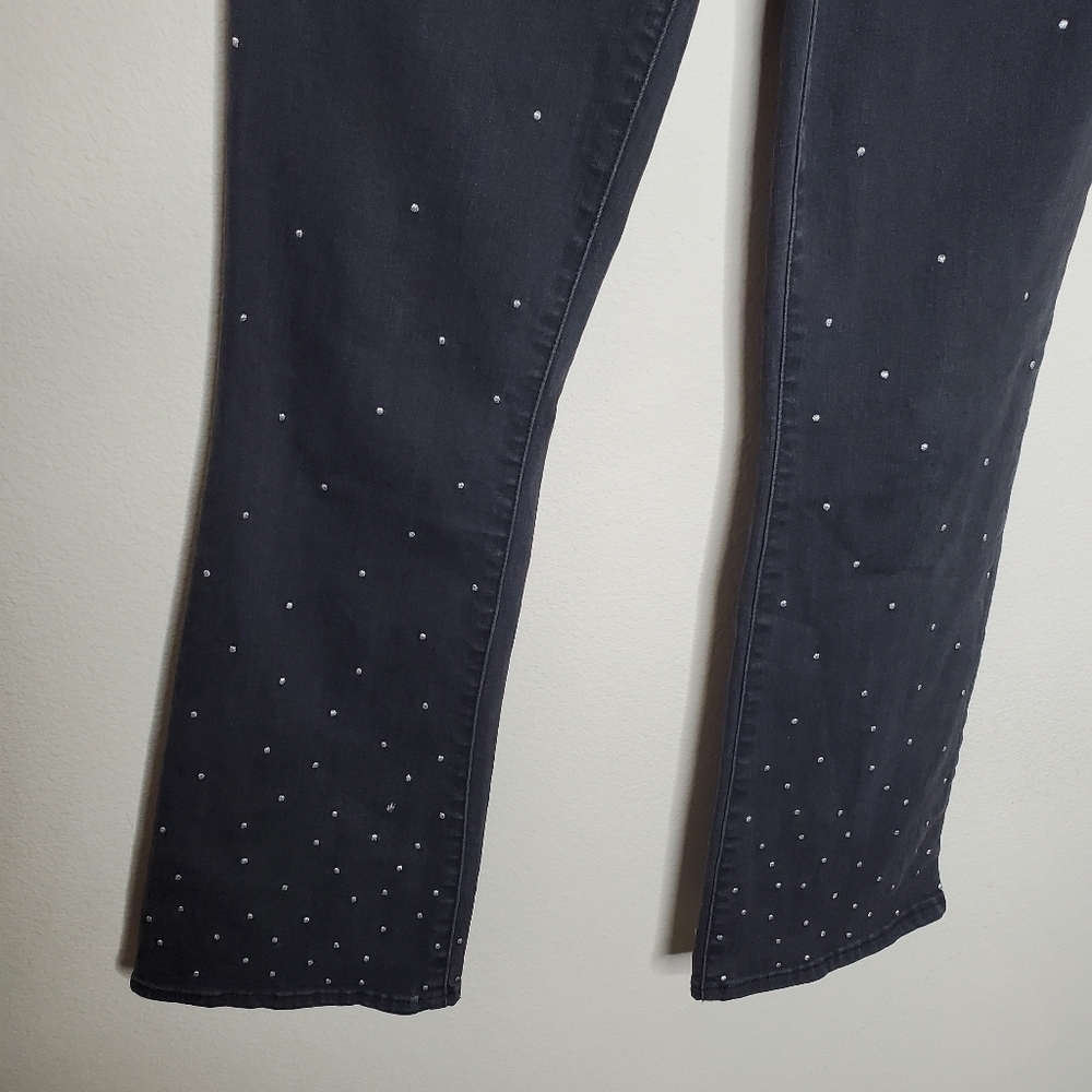 Madewell Black Scattered Metallic Dot High Rise Cali Demi Boot Cut Flare Jeans - Picture 10 of 15